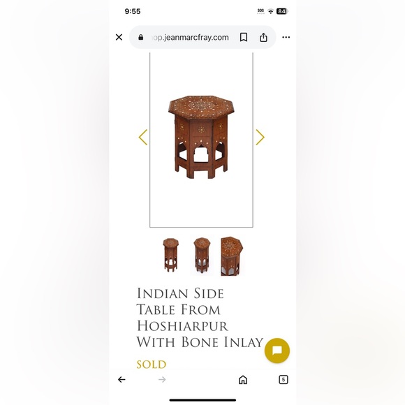 Indian Side Table with Bone Inlay - Picture 10 of 11